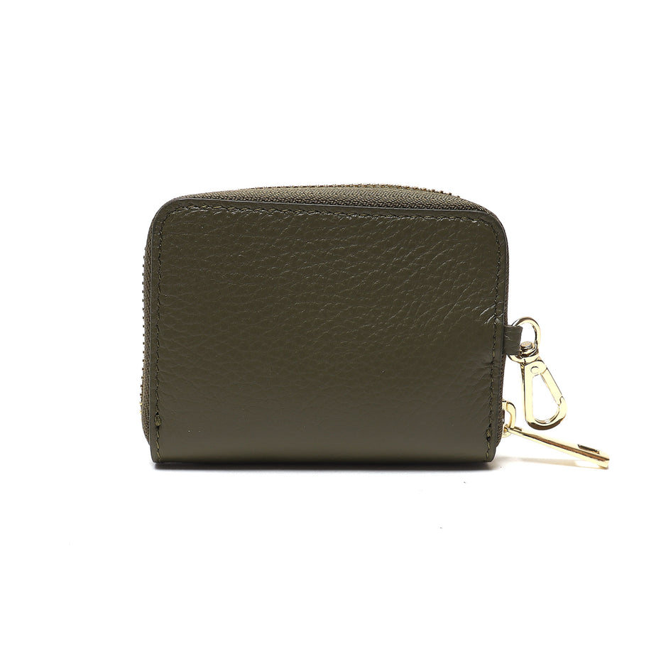 Portadocumenti Donna in Vera Pelle Made in Italy con Zip e Moschettone Oro