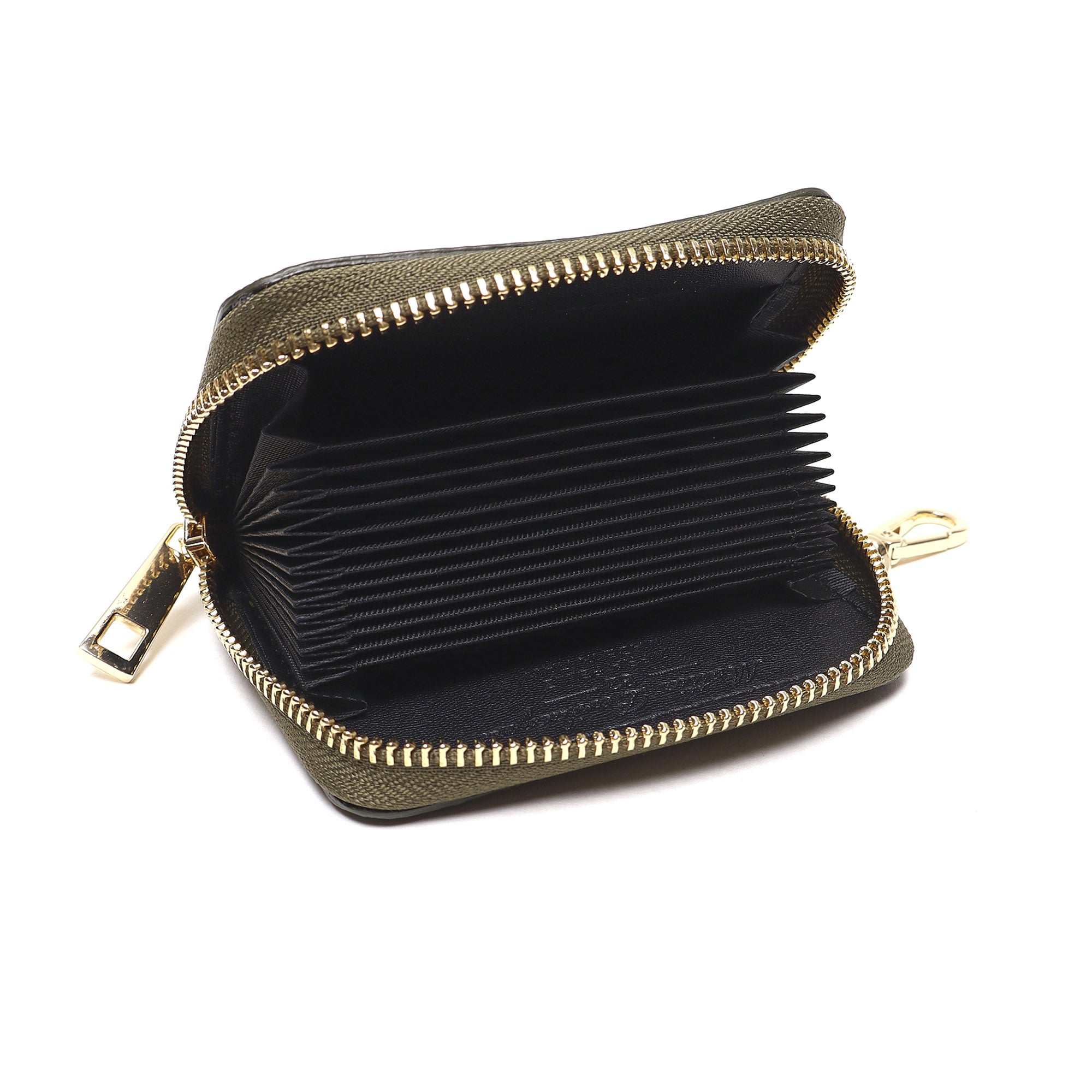 Portadocumenti Donna in Vera Pelle Made in Italy con Zip e Moschettone Oro