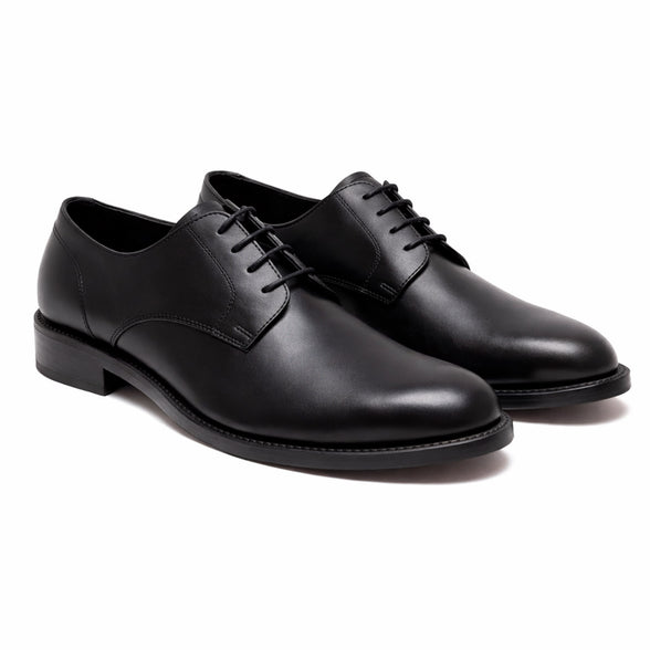 Scarpe - Derby plain toe da uomo in vitello – elegante in vera pelle