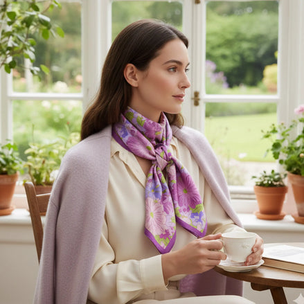 Foulard Donna Seta "Flower" - Made in Italy |100% Seta