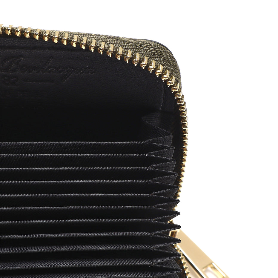 Portadocumenti Donna in Vera Pelle Made in Italy con Zip e Moschettone Oro