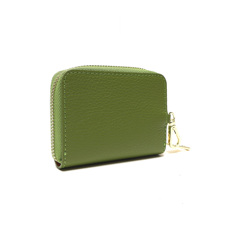 Portadocumenti Donna in Vera Pelle Made in Italy con Zip e Moschettone Oro