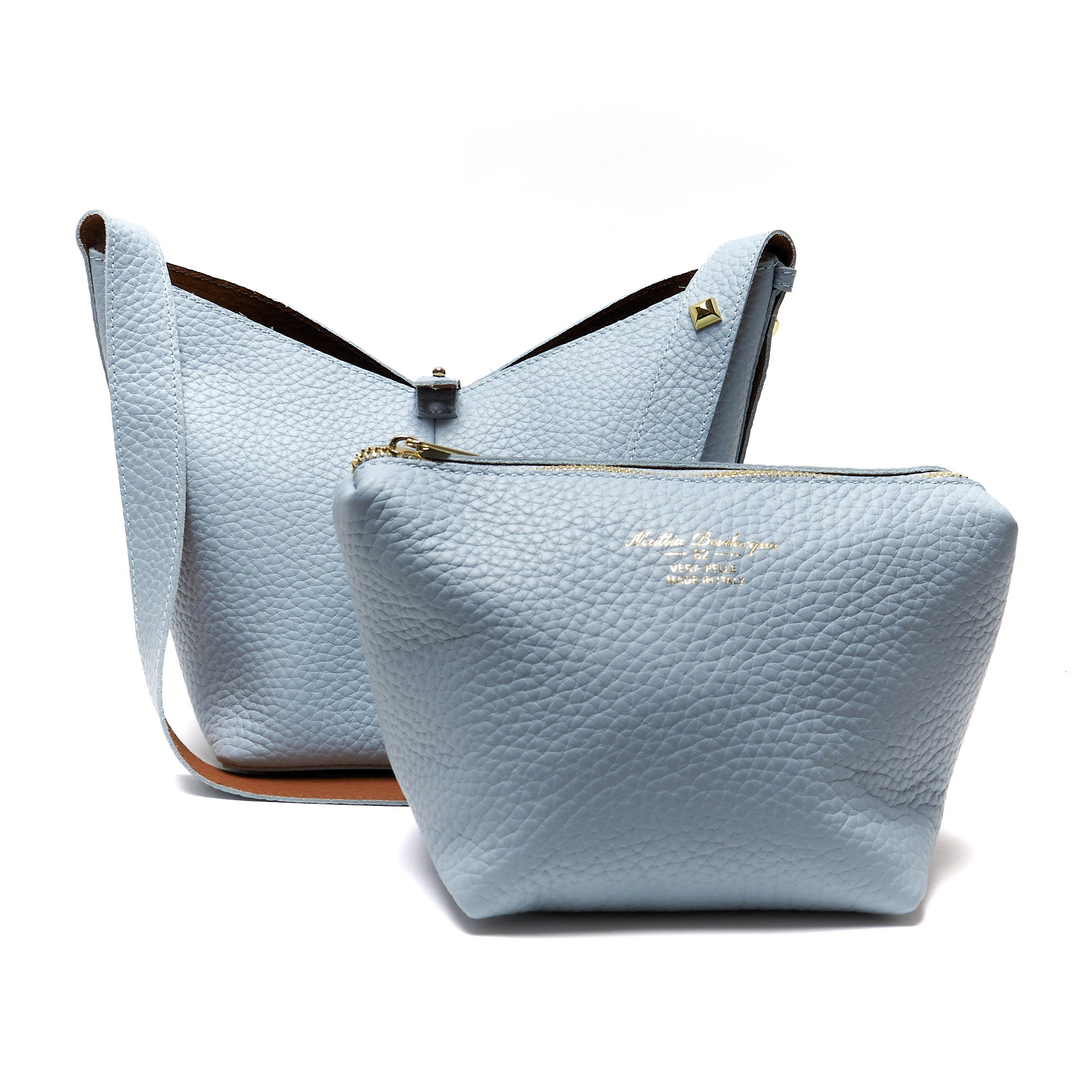 Borsa a Spalla in Vera Pelle con Pochette Estraibile – Made in Italy