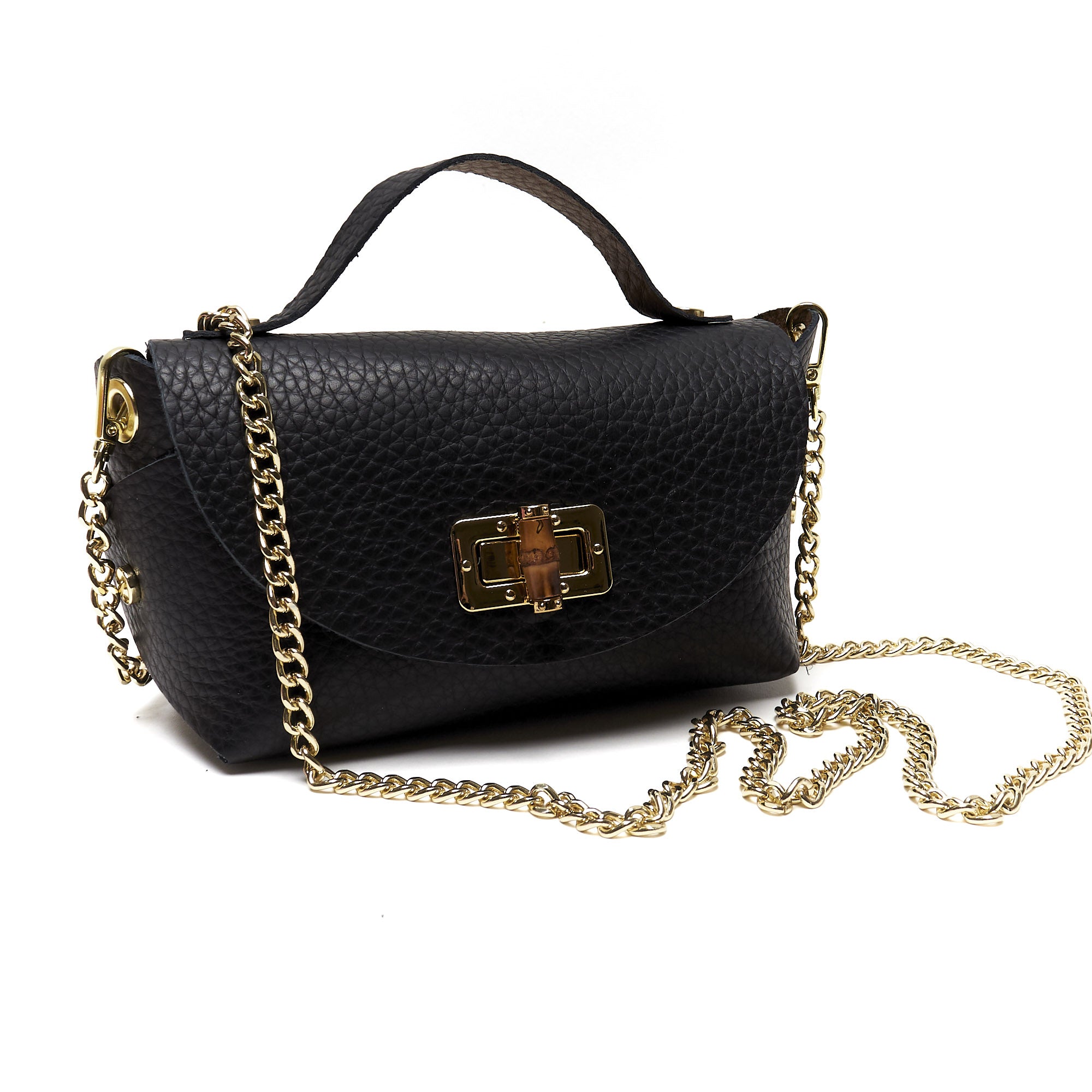 Mini Pochette in Vera Pelle con Tracolla a Catena – Made in Italy