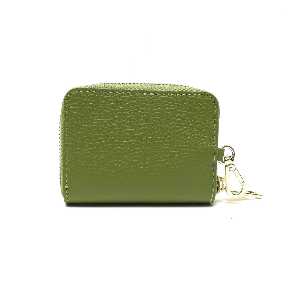Portadocumenti Donna in Vera Pelle Made in Italy con Zip e Moschettone Oro