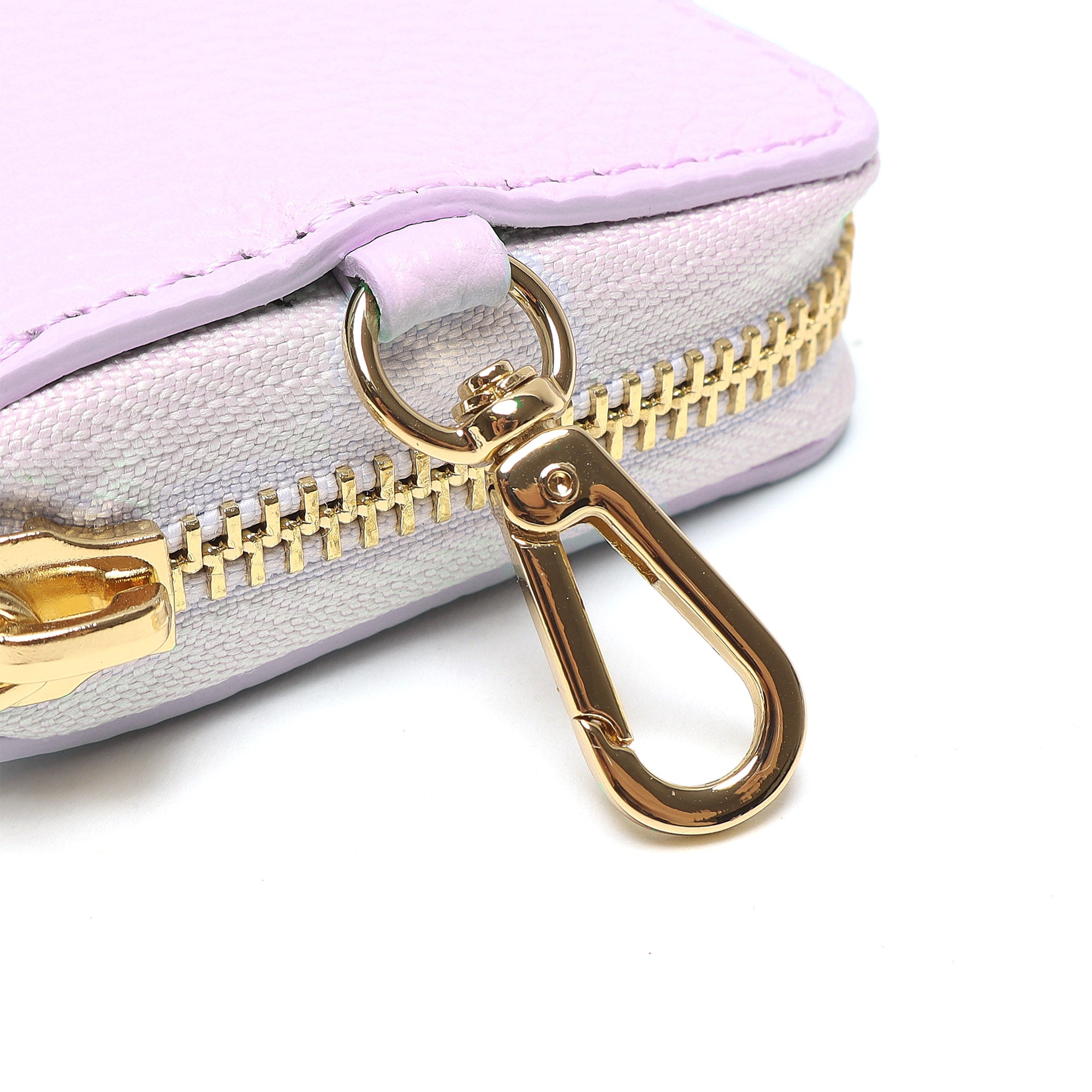 Portadocumenti Donna in Vera Pelle Made in Italy con Zip e Moschettone Oro