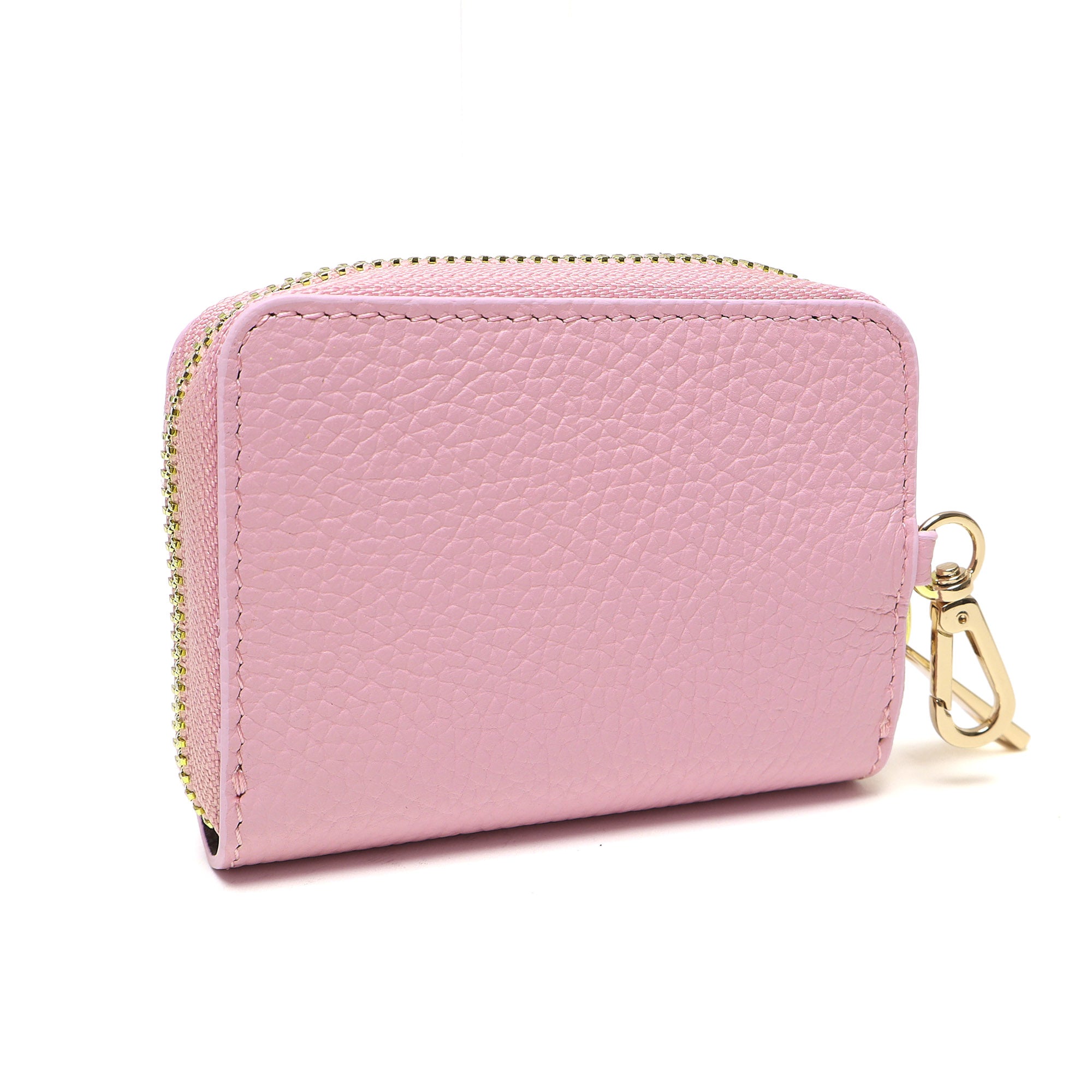 Portadocumenti Donna in Vera Pelle Made in Italy con Zip e Moschettone Oro