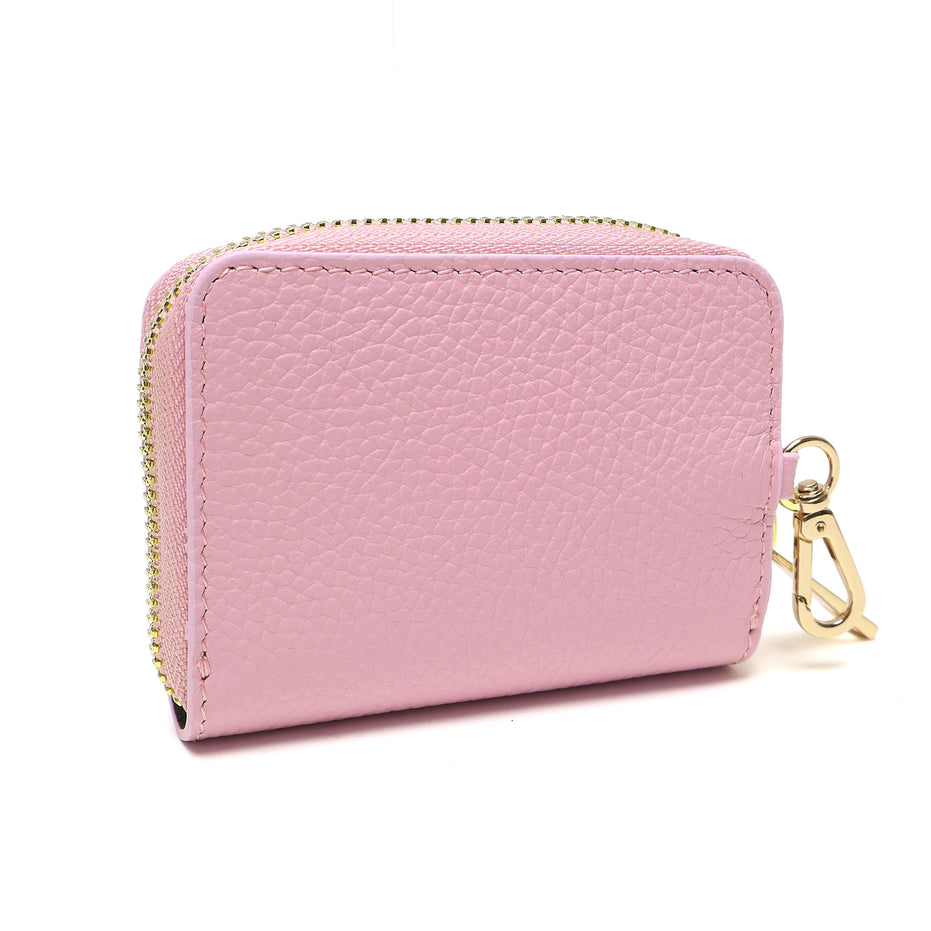 Portadocumenti Donna in Vera Pelle Made in Italy con Zip e Moschettone Oro