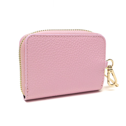 Portadocumenti Donna in Vera Pelle Made in Italy con Zip e Moschettone Oro