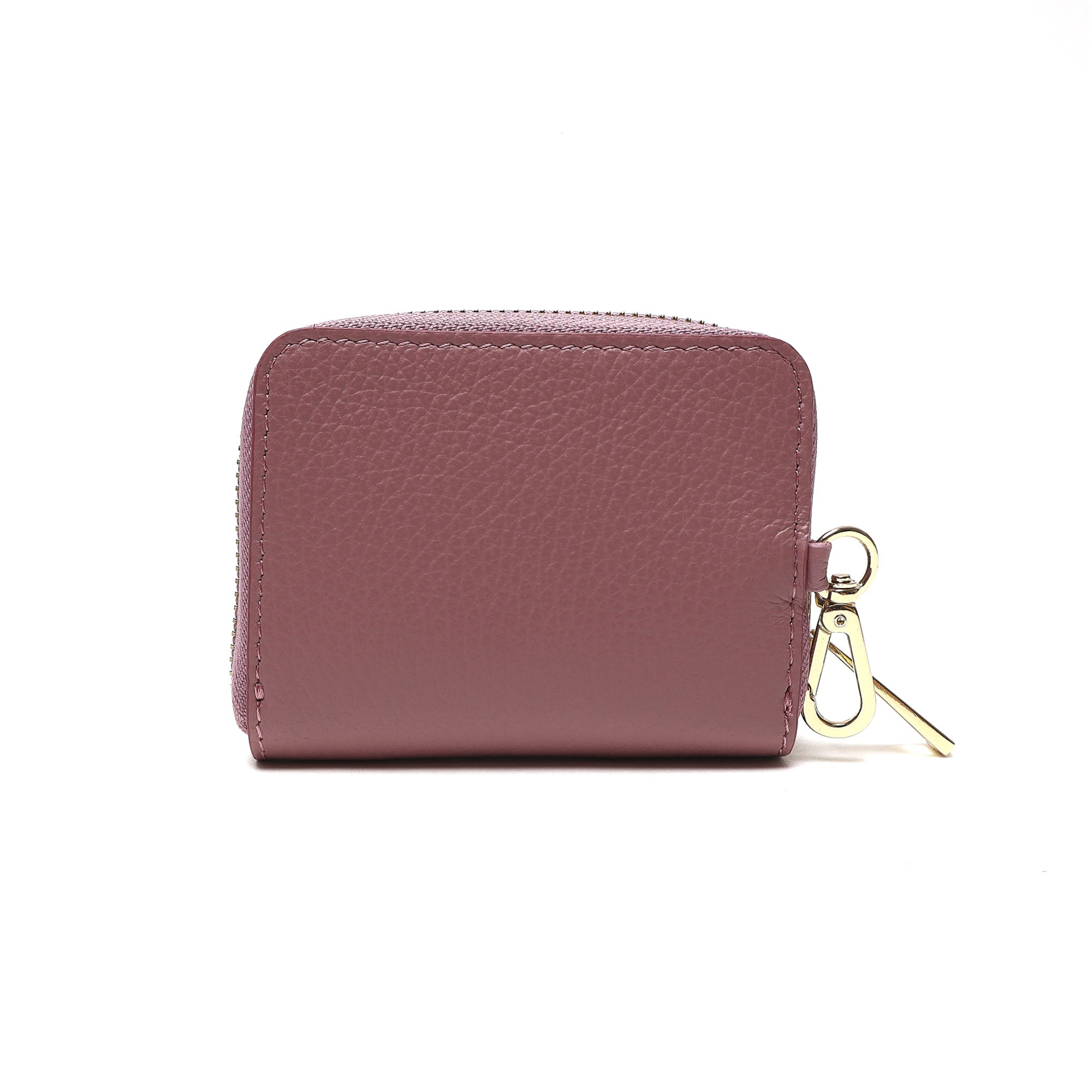 Portadocumenti Donna in Vera Pelle Made in Italy con Zip e Moschettone Oro