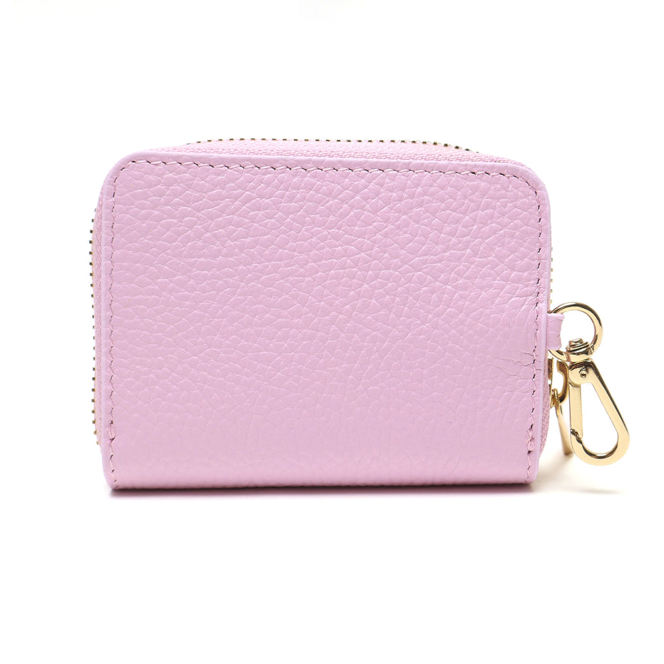 Portadocumenti Donna in Vera Pelle Made in Italy con Zip e Moschettone Oro