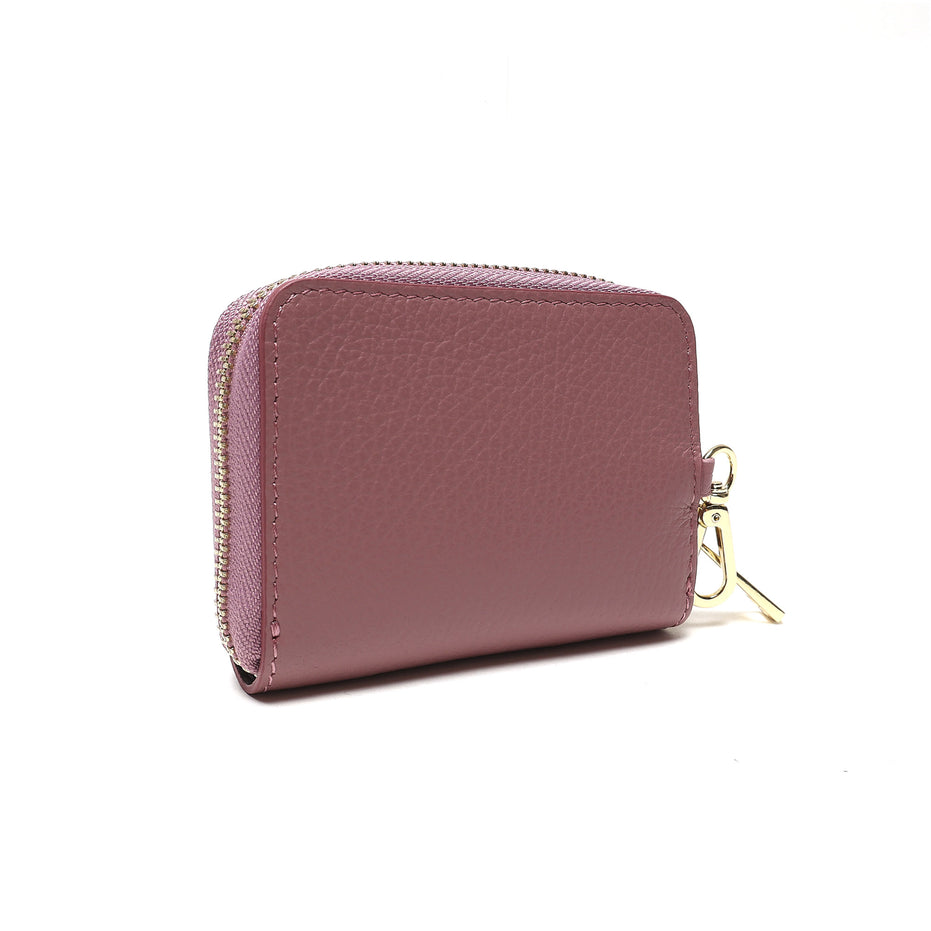 Portadocumenti Donna in Vera Pelle Made in Italy con Zip e Moschettone Oro