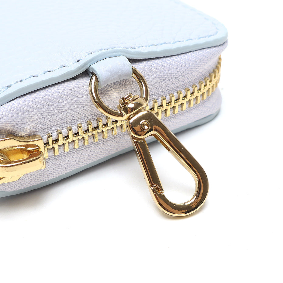 Portadocumenti Donna in Vera Pelle Made in Italy con Zip e Moschettone Oro