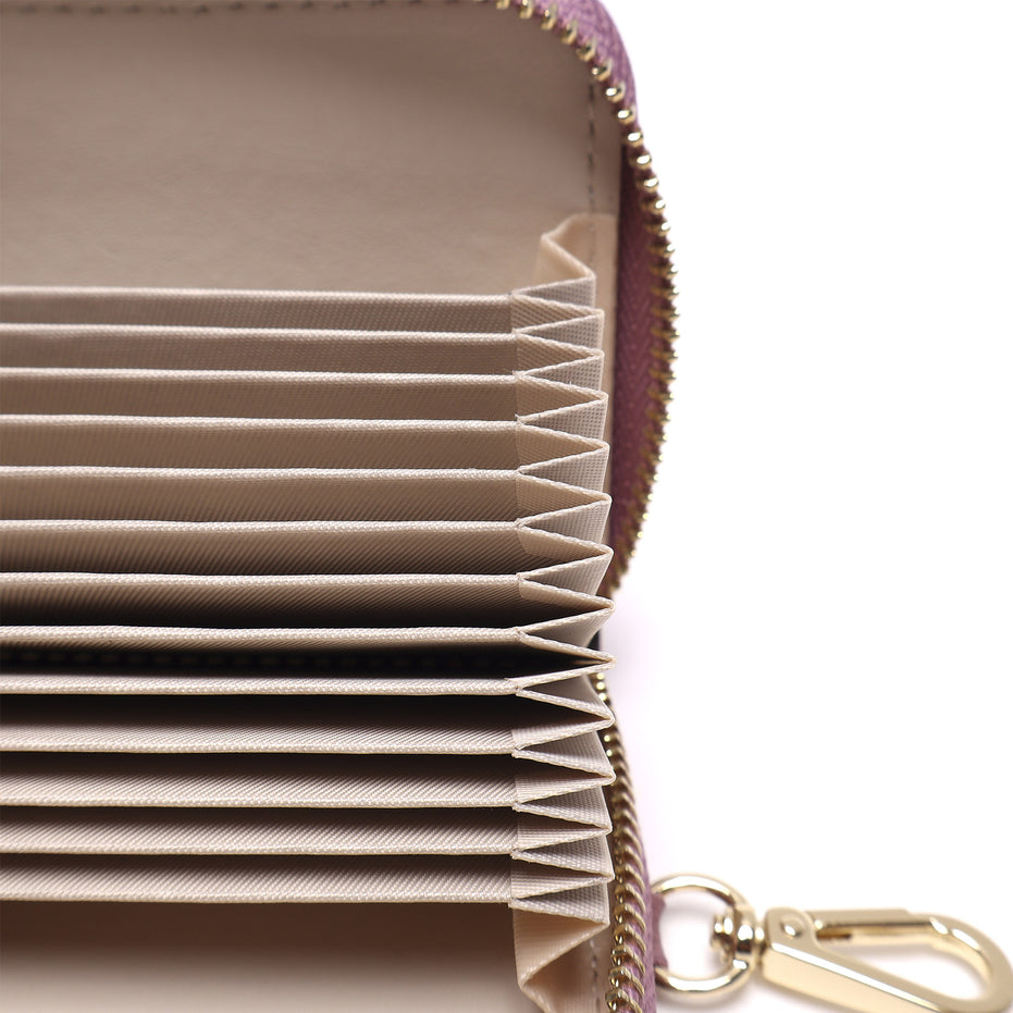 Portadocumenti Donna in Vera Pelle Made in Italy con Zip e Moschettone Oro