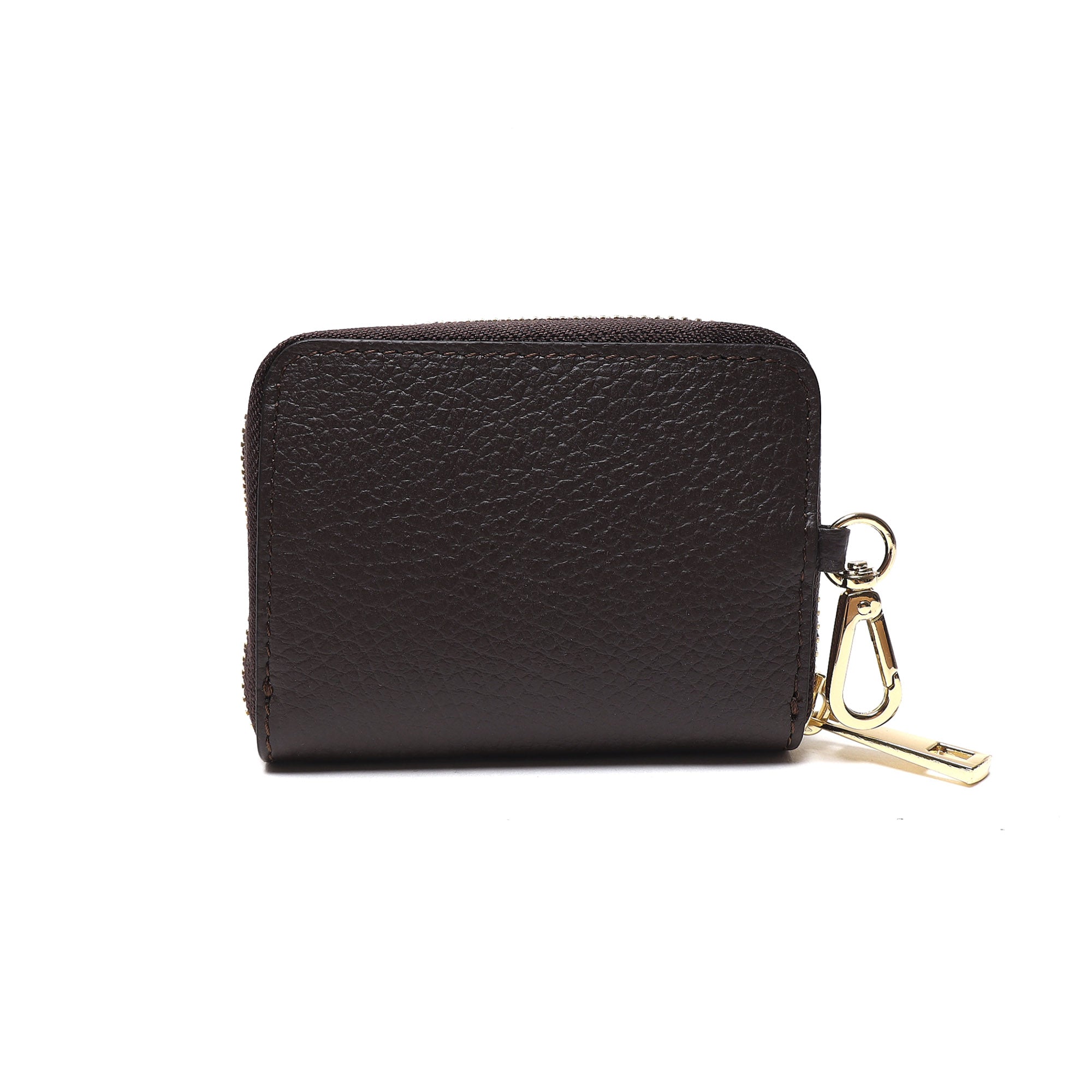 Portadocumenti Donna in Vera Pelle Made in Italy con Zip e Moschettone Oro
