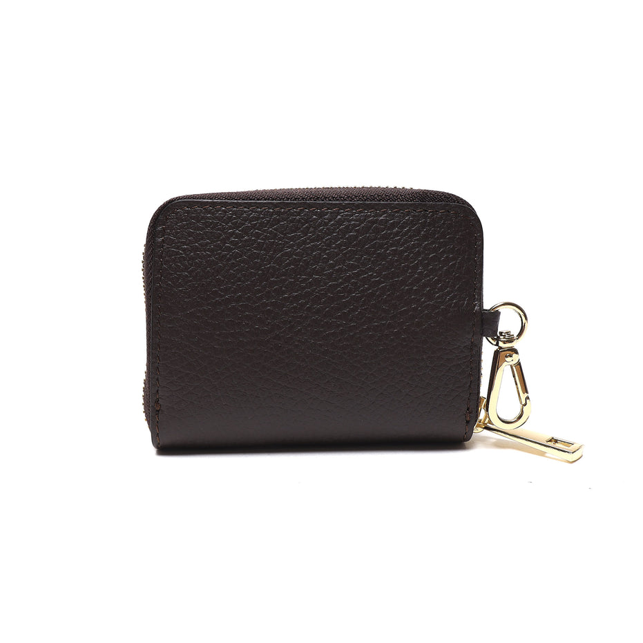 Portadocumenti Donna in Vera Pelle Made in Italy con Zip e Moschettone Oro