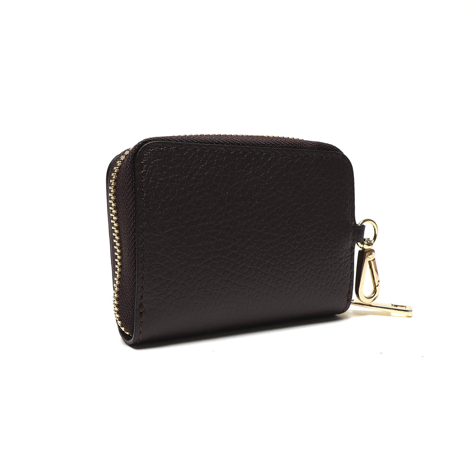 Portadocumenti Donna in Vera Pelle Made in Italy con Zip e Moschettone Oro