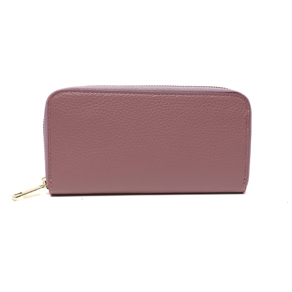 Portafoglio Donna in Vera Pelle Made in Italy con Zip e Dettagli Oro