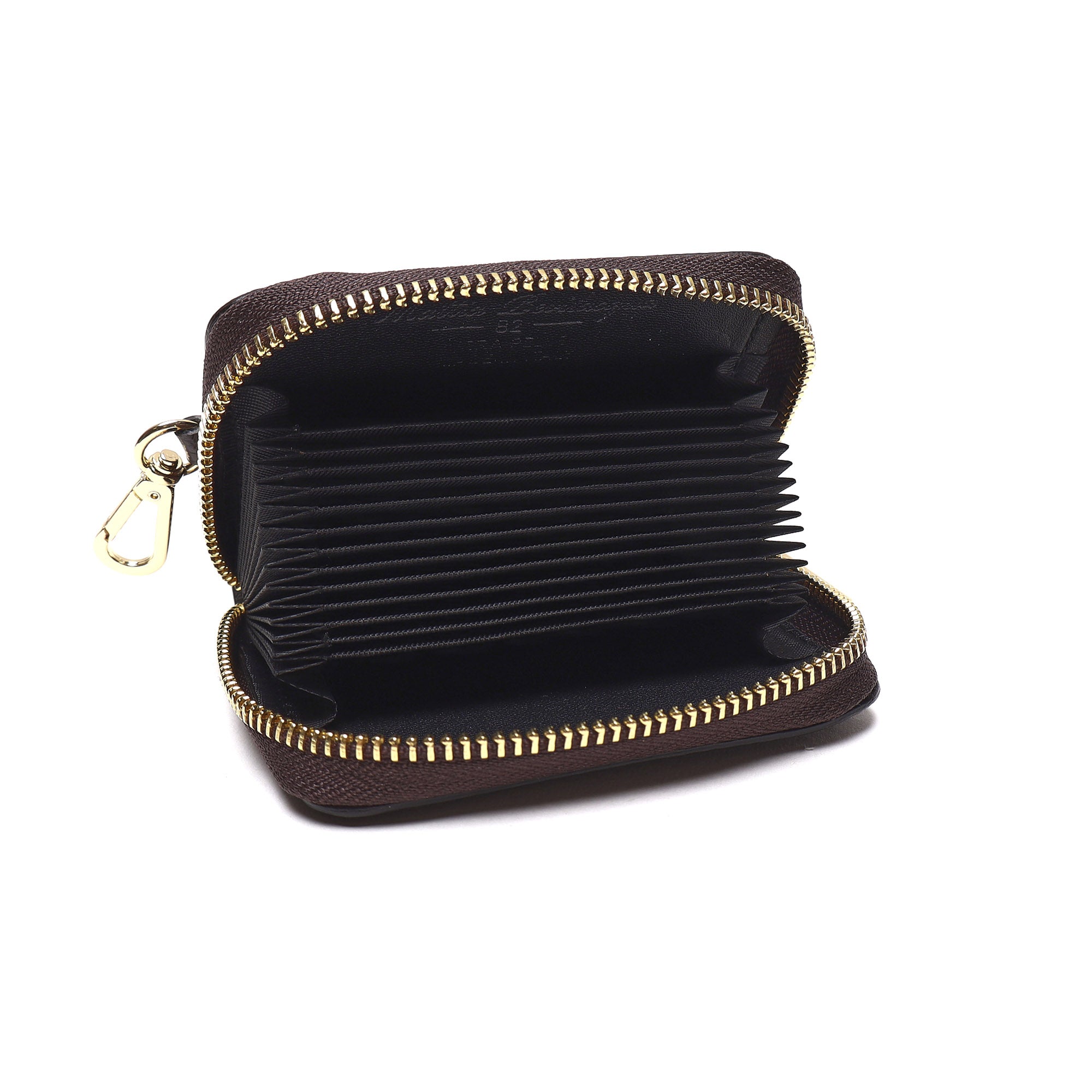 Portadocumenti Donna in Vera Pelle Made in Italy con Zip e Moschettone Oro