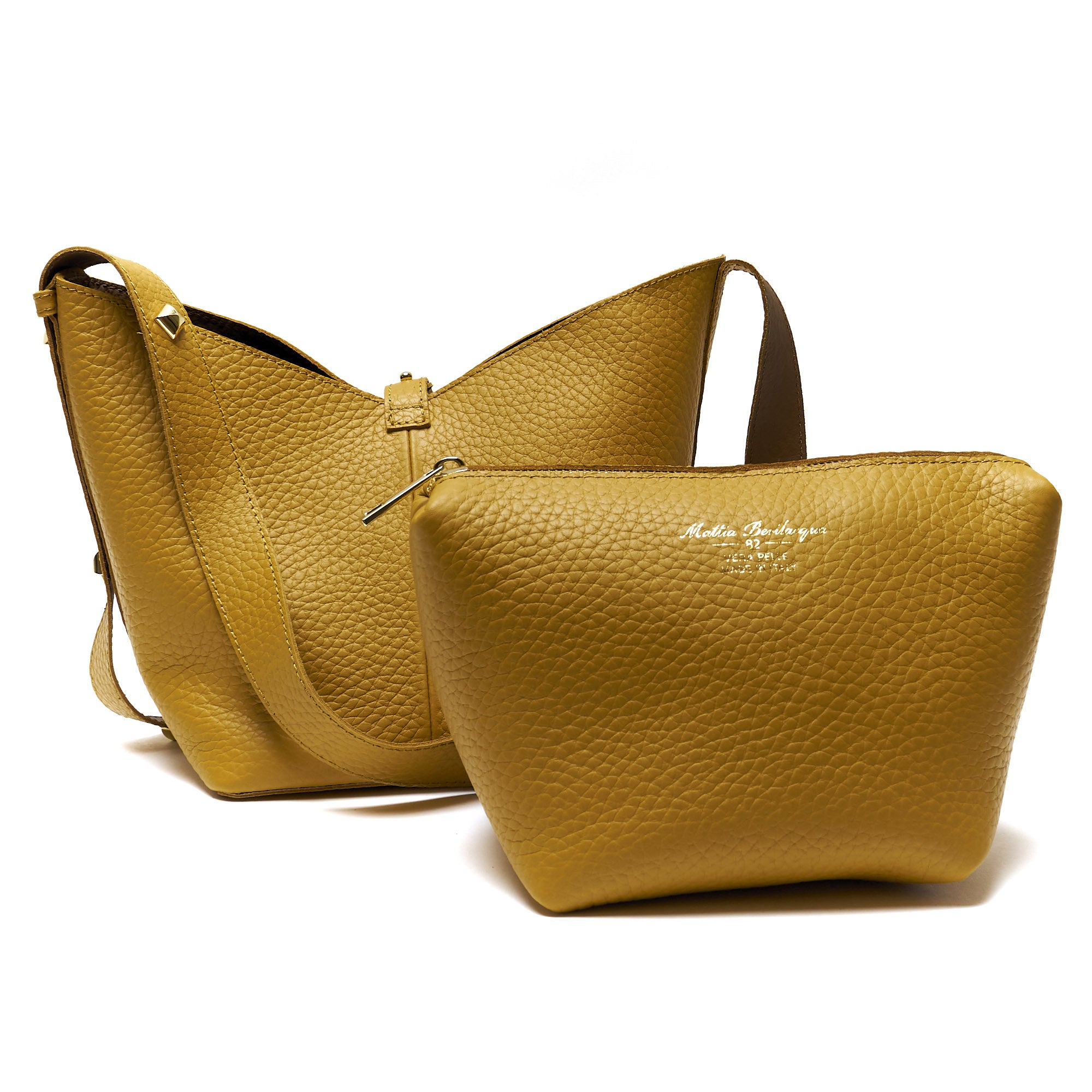 Borsa a Spalla in Vera Pelle con Pochette Estraibile – Made in Italy