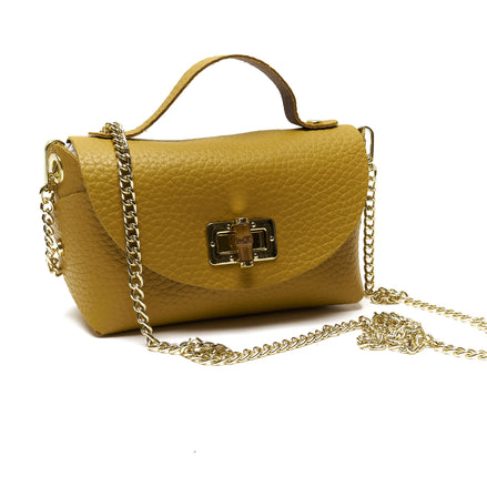 Mini Pochette in Vera Pelle con Tracolla a Catena – Made in Italy