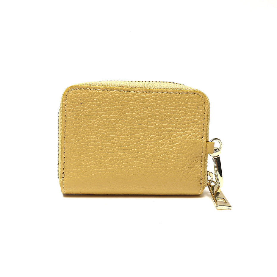 Portadocumenti Donna in Vera Pelle Made in Italy con Zip e Moschettone Oro
