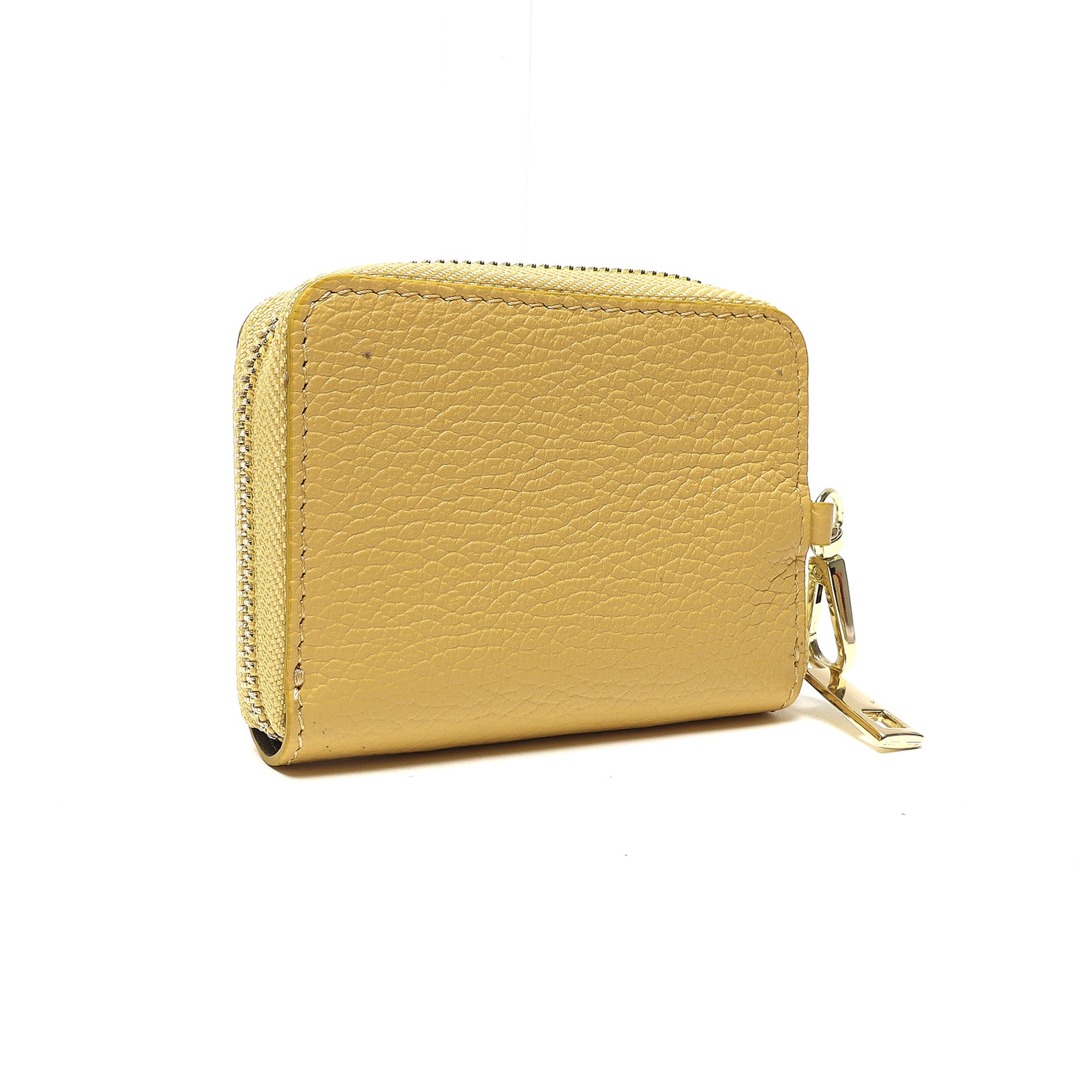 Portadocumenti Donna in Vera Pelle Made in Italy con Zip e Moschettone Oro