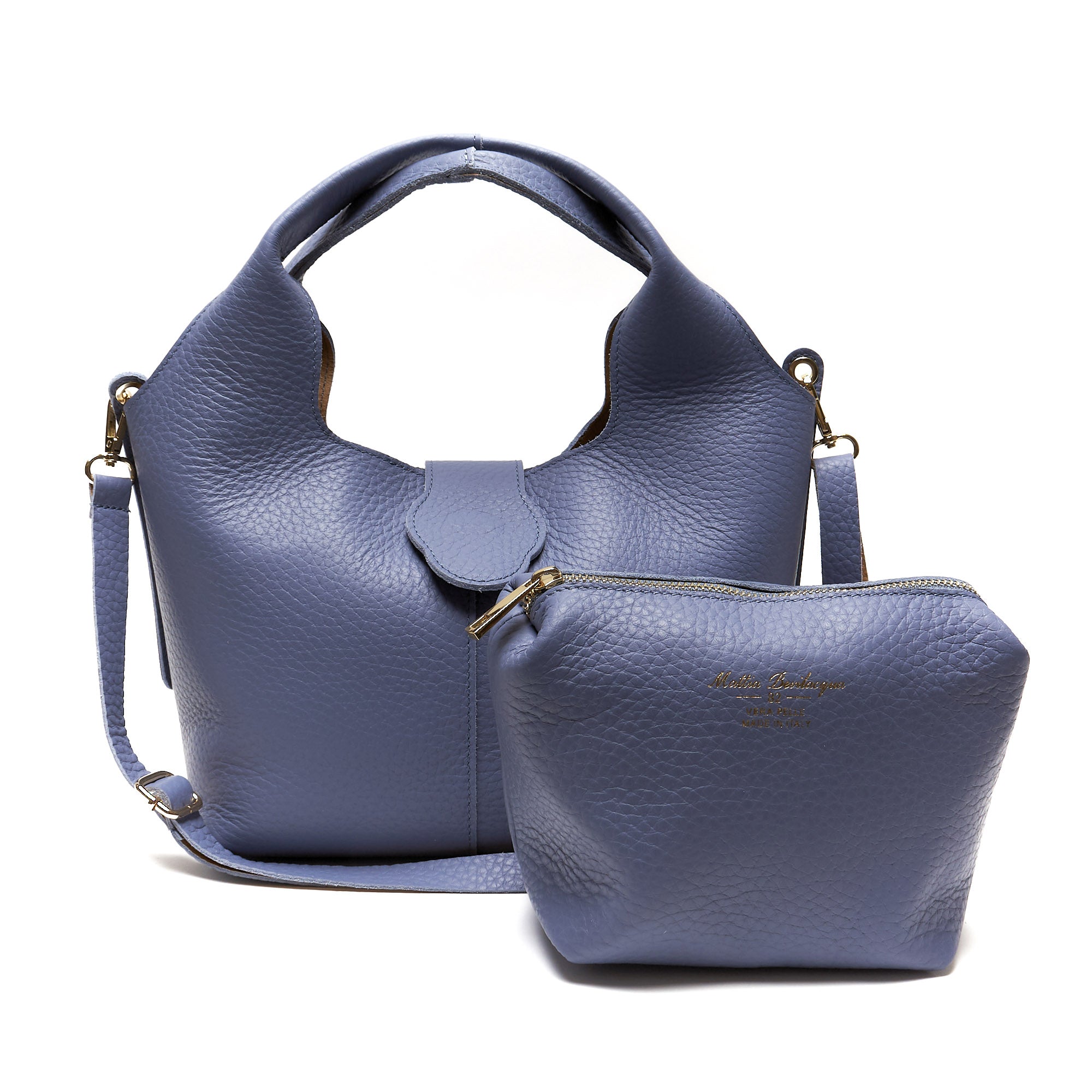 Borsa Hobo in Vera Pelle con Pochette Estraibile – Made in Italy