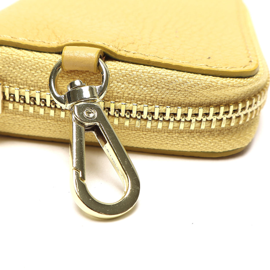 Portadocumenti Donna in Vera Pelle Made in Italy con Zip e Moschettone Oro