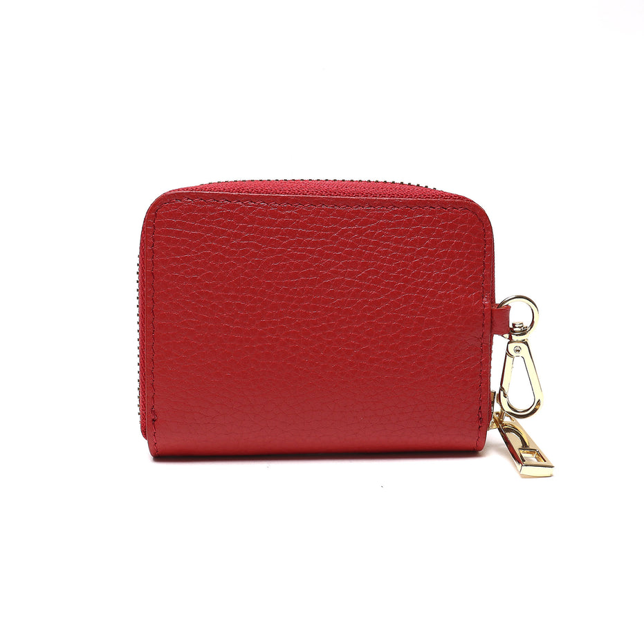 Portadocumenti Donna in Vera Pelle Made in Italy con Zip e Moschettone Oro