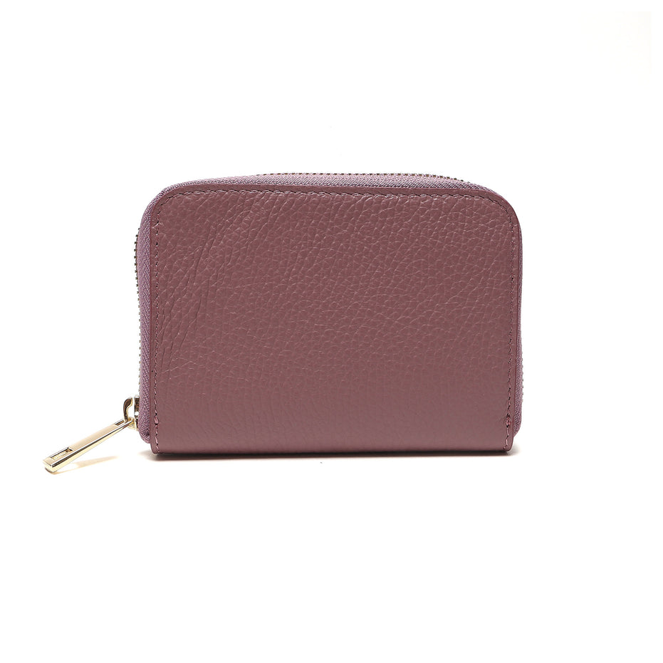 Portafoglio Piccolo Donna in Vera Pelle Made in Italy con Zip e Dettagli Oro