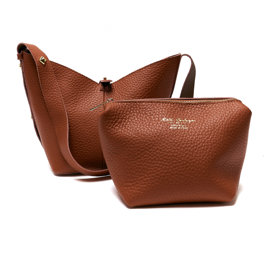 Borsa a Spalla in Vera Pelle con Pochette Estraibile – Made in Italy