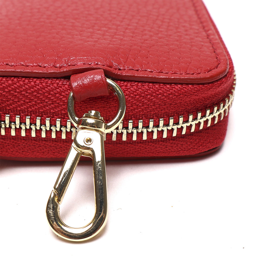 Portadocumenti Donna in Vera Pelle Made in Italy con Zip e Moschettone Oro