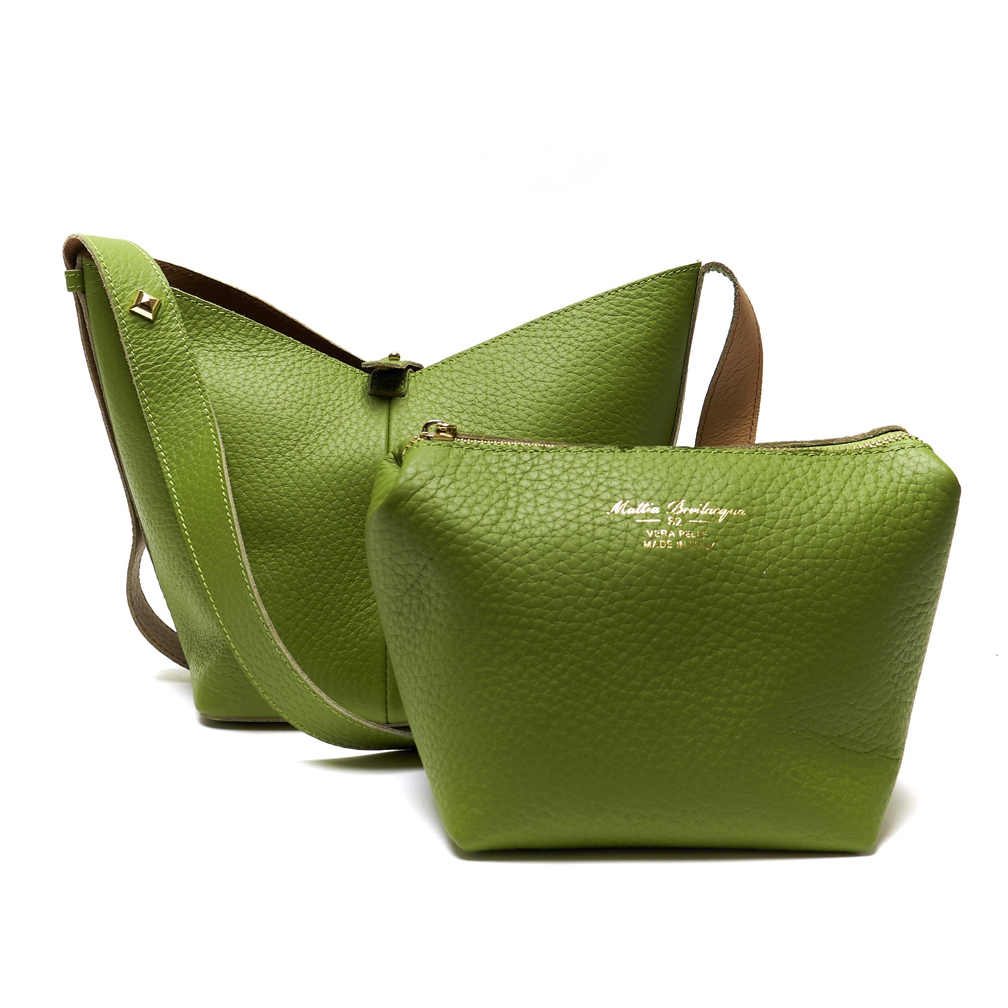 Borsa a Spalla in Vera Pelle con Pochette Estraibile – Made in Italy