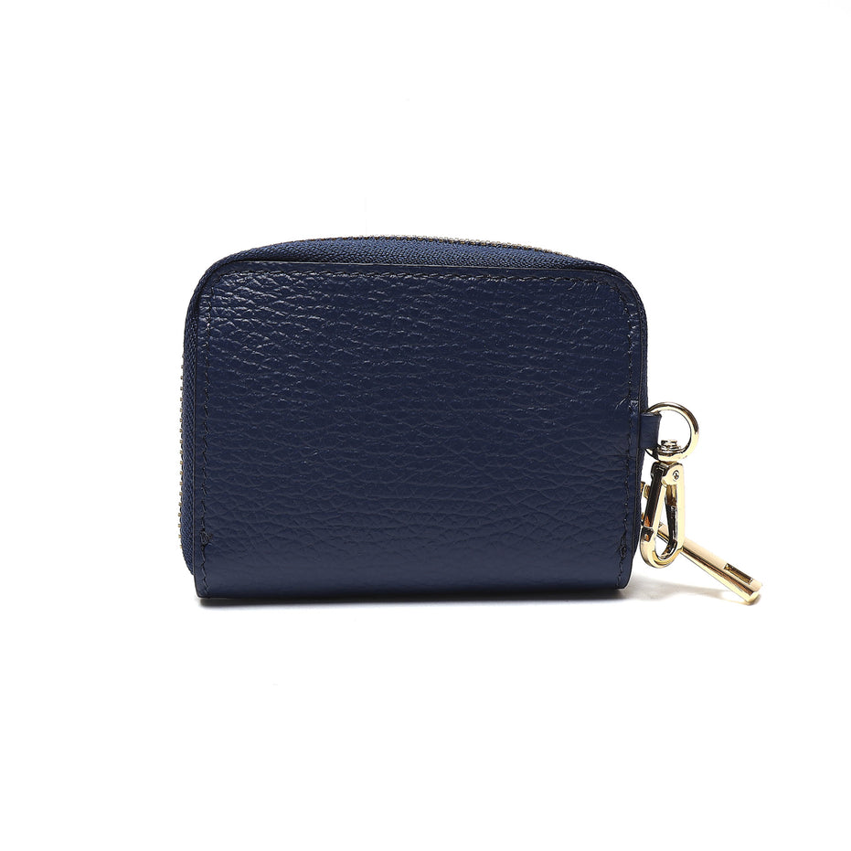 Portadocumenti Donna in Vera Pelle Made in Italy con Zip e Moschettone Oro