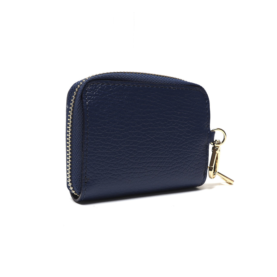 Portadocumenti Donna in Vera Pelle Made in Italy con Zip e Moschettone Oro