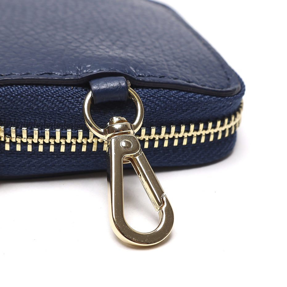 Portadocumenti Donna in Vera Pelle Made in Italy con Zip e Moschettone Oro