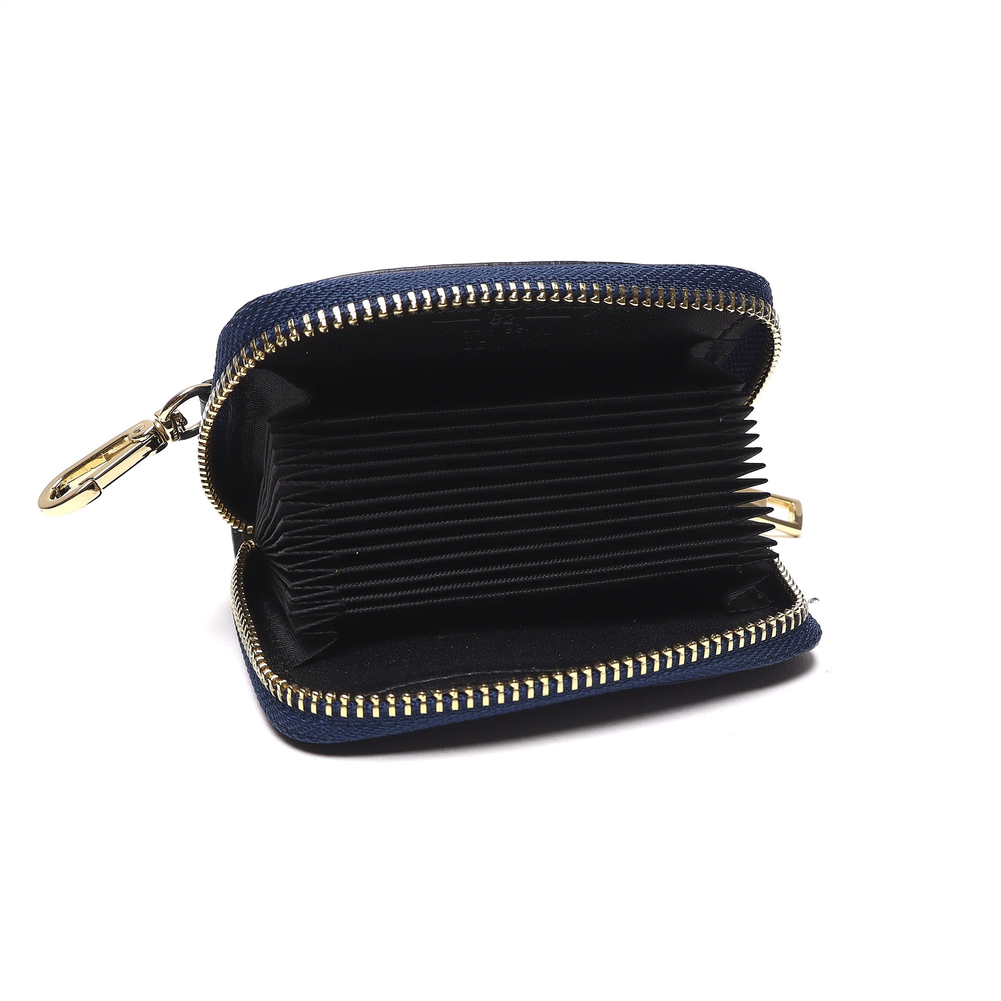 Portadocumenti Donna in Vera Pelle Made in Italy con Zip e Moschettone Oro