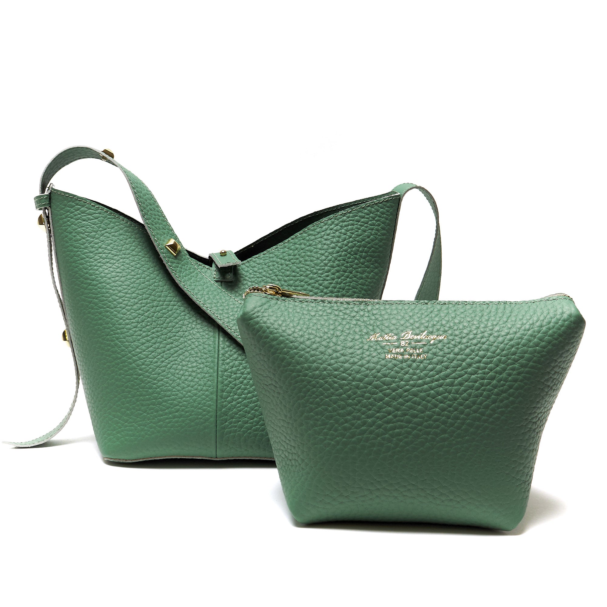 Borsa a Spalla in Vera Pelle con Pochette Estraibile – Made in Italy
