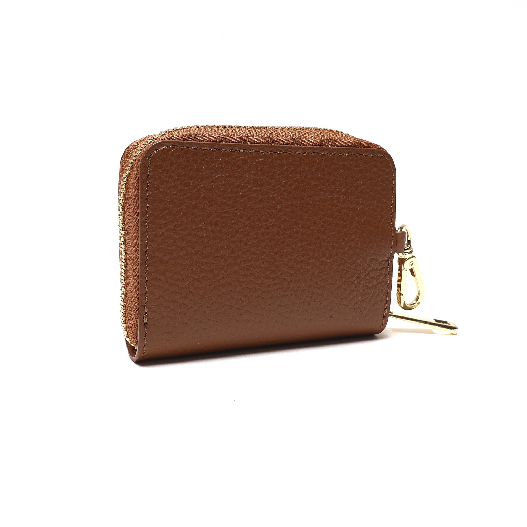 Portadocumenti Donna in Vera Pelle Made in Italy con Zip e Moschettone Oro