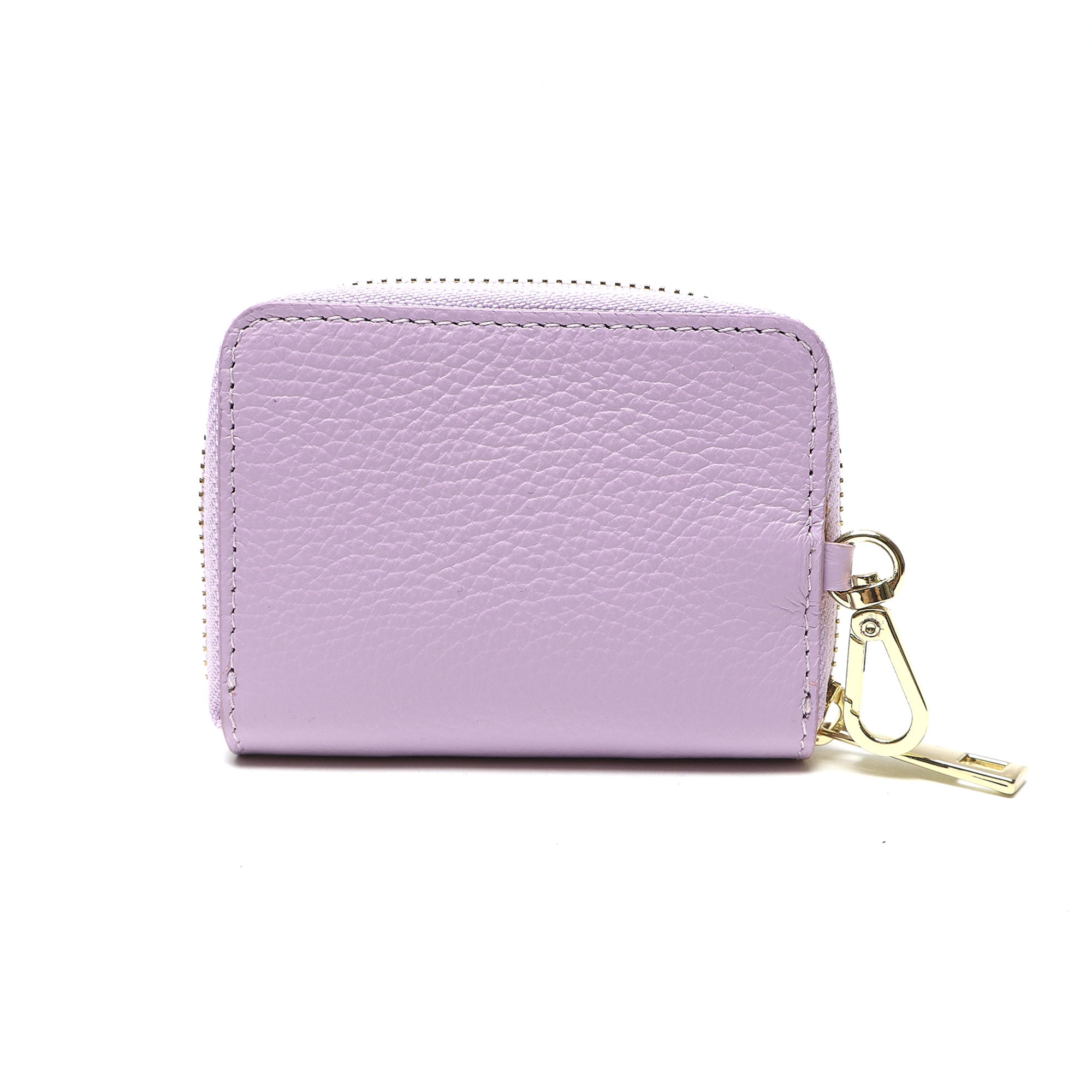 Portadocumenti Donna in Vera Pelle Made in Italy con Zip e Moschettone Oro