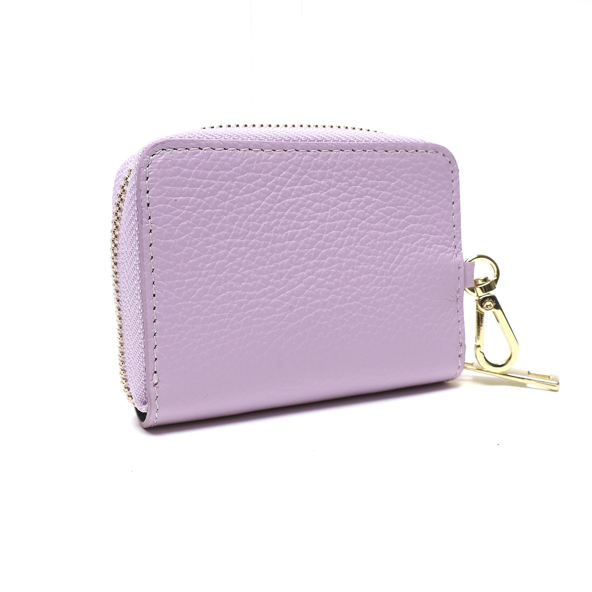 Portadocumenti Donna in Vera Pelle Made in Italy con Zip e Moschettone Oro