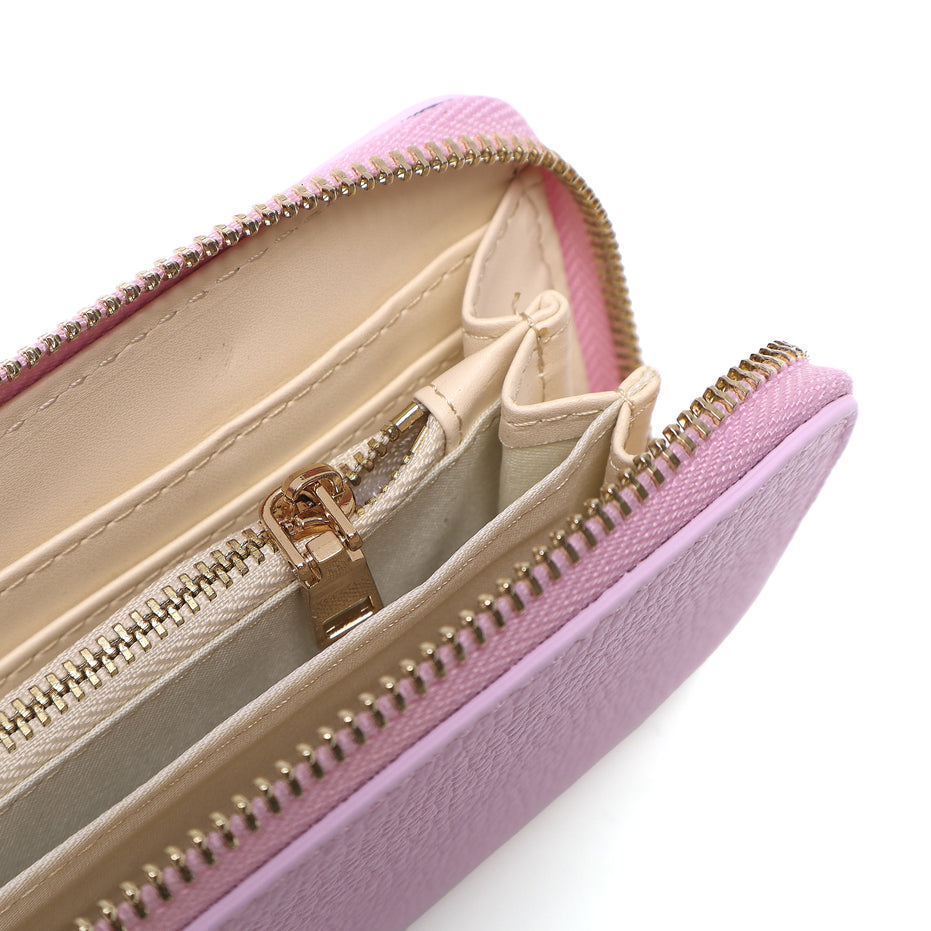 Portafoglio Donna in Vera Pelle Made in Italy con Zip e Dettagli Oro