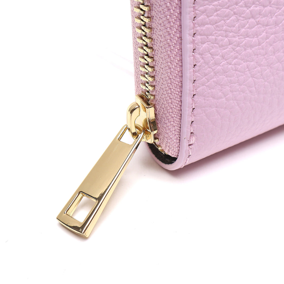 Portafoglio Donna in Vera Pelle Made in Italy con Zip e Dettagli Oro