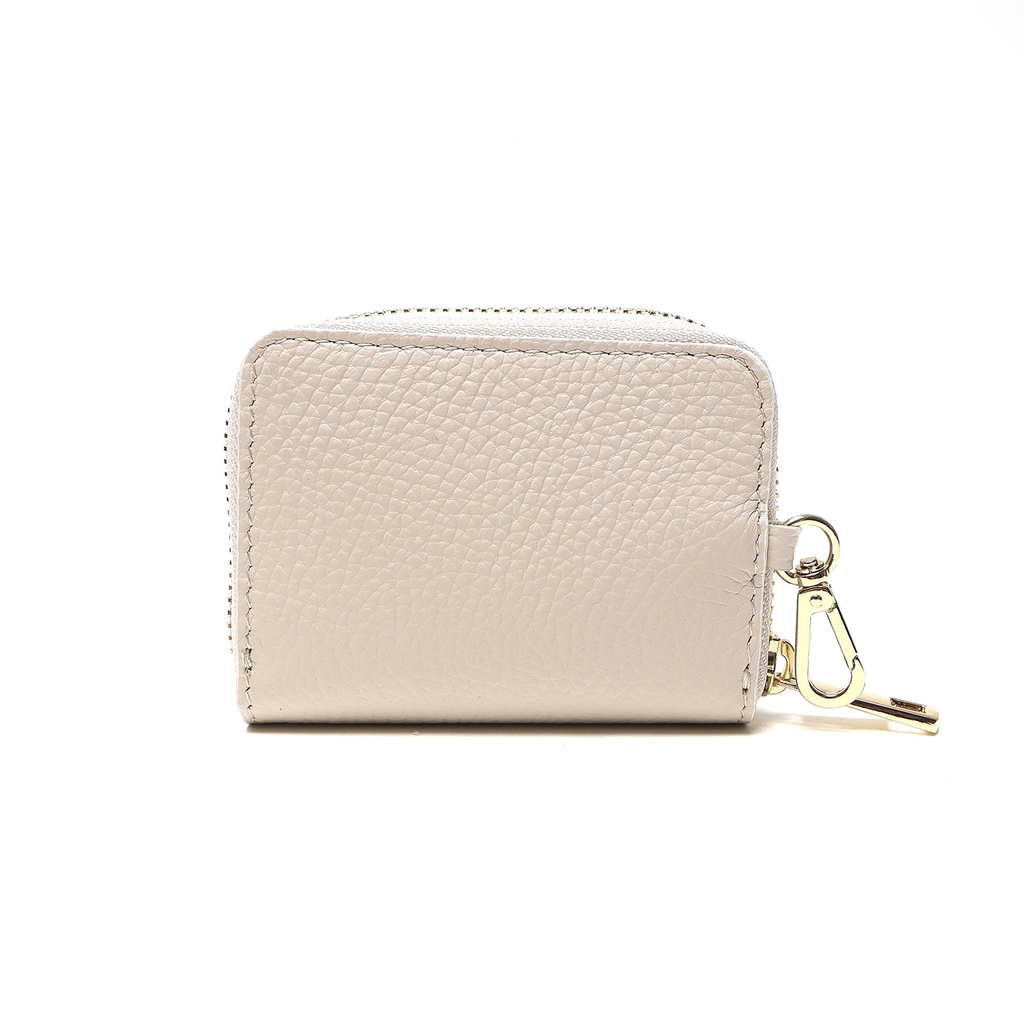 Portadocumenti Donna in Vera Pelle Made in Italy con Zip e Moschettone Oro