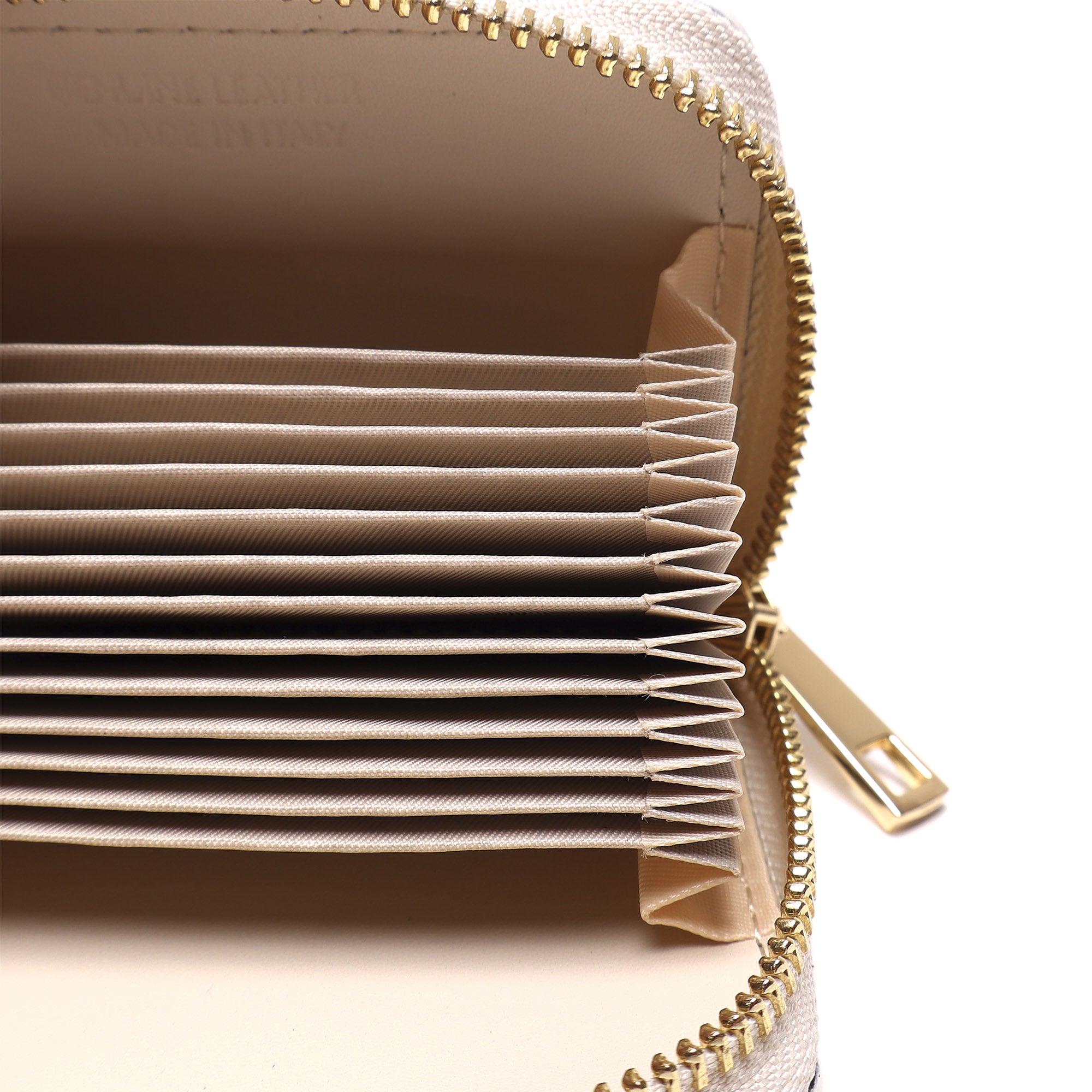 Portadocumenti Donna in Vera Pelle Made in Italy con Zip e Moschettone Oro