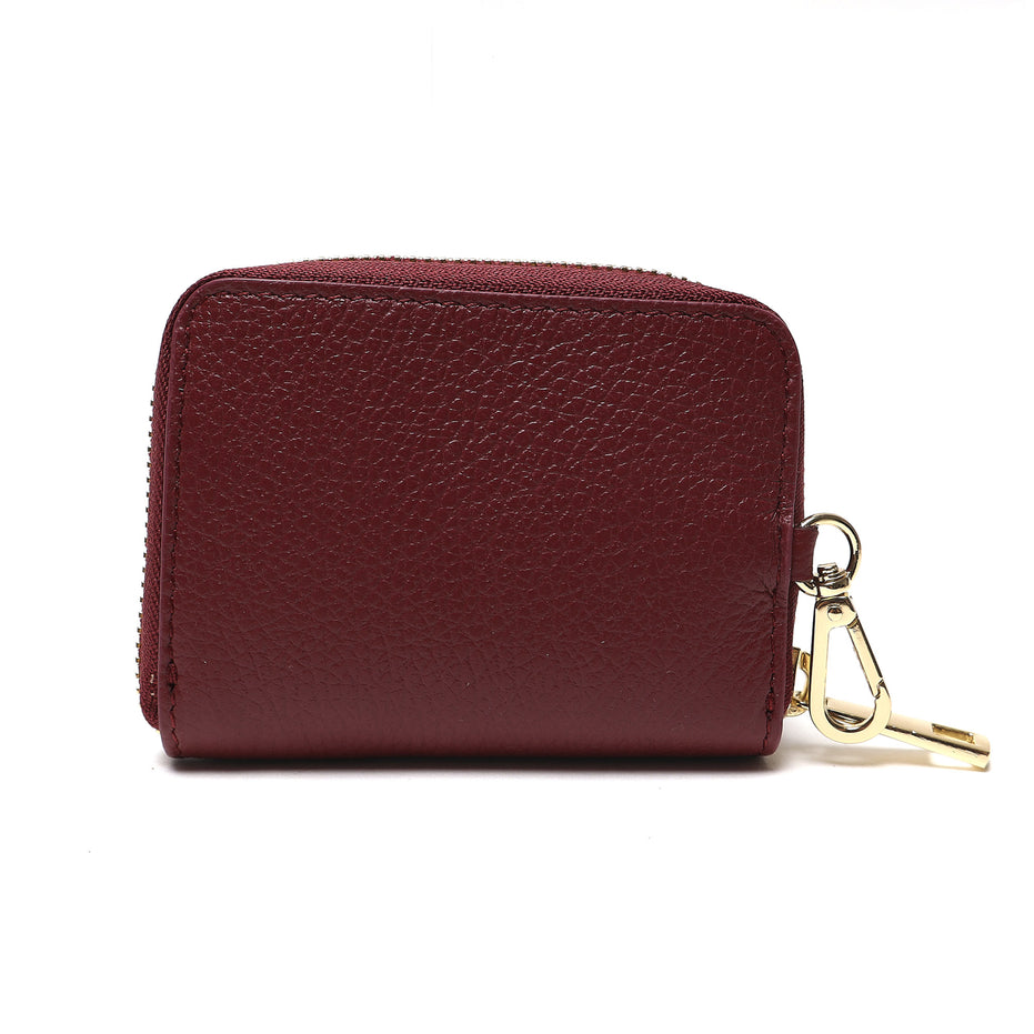 Portadocumenti Donna in Vera Pelle Made in Italy con Zip e Moschettone Oro
