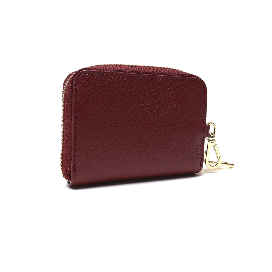 Portadocumenti Donna in Vera Pelle Made in Italy con Zip e Moschettone Oro