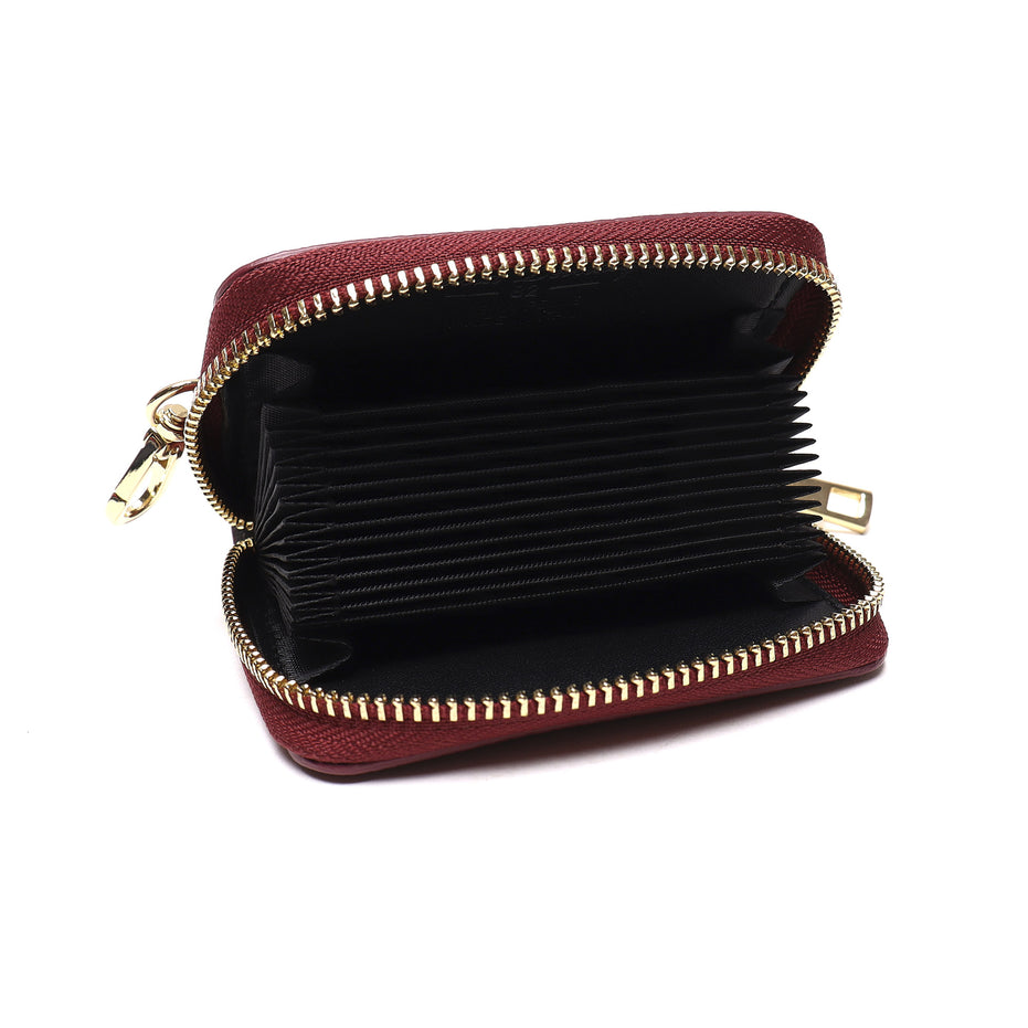 Portadocumenti Donna in Vera Pelle Made in Italy con Zip e Moschettone Oro