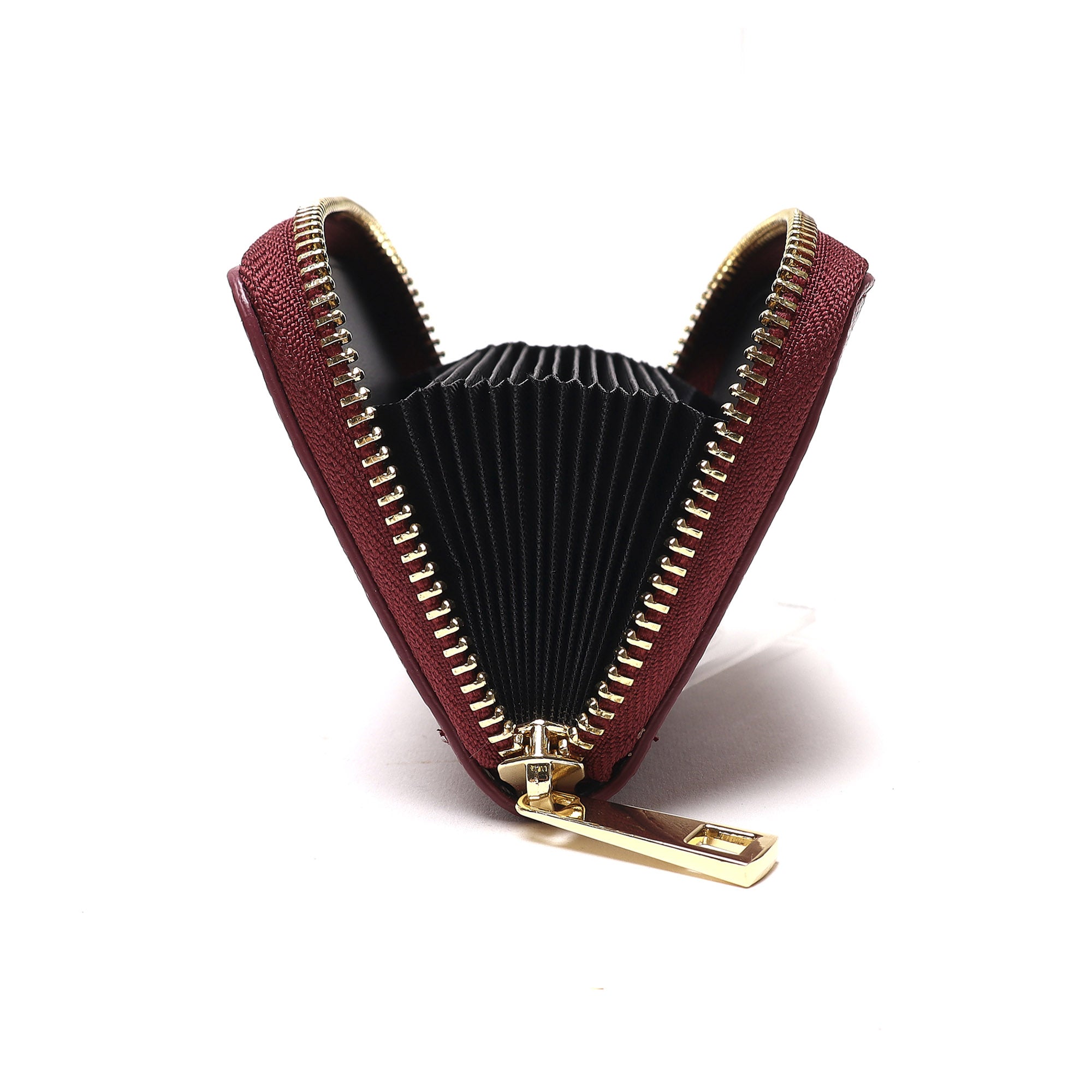 Portadocumenti Donna in Vera Pelle Made in Italy con Zip e Moschettone Oro